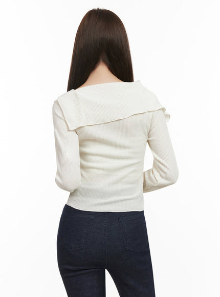 Sailor Neck Off-Shoulder Cardigan IJ527