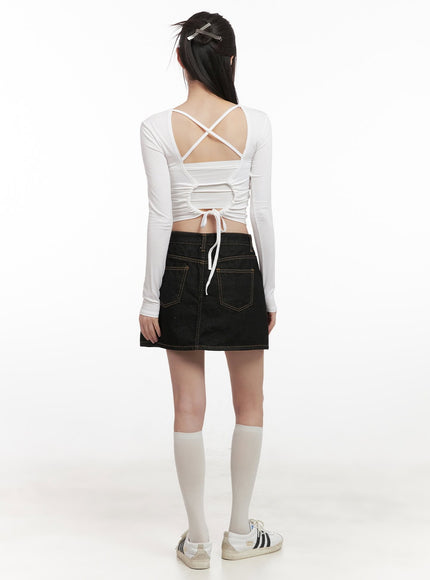 X-Strap Backless Long-Sleeve Crop Top CJ524