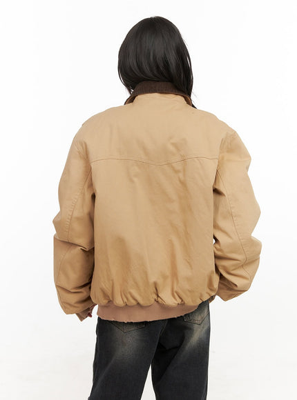 Fringe-Trim Collared Bomber Jacket CJ501