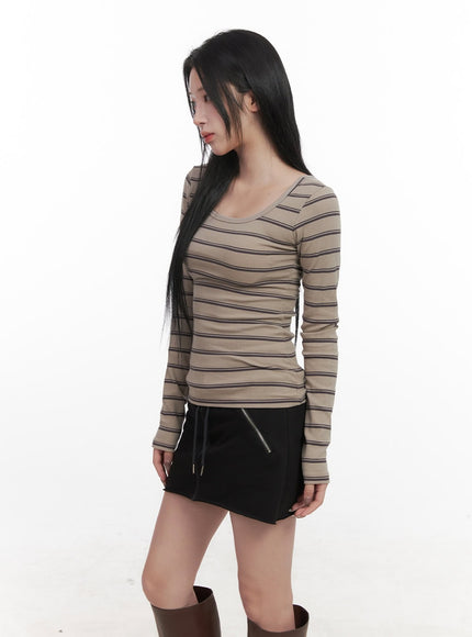 Striped Slim-Fit Long Sleeve Top CJ517