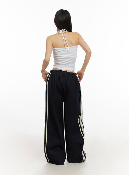 Striped Trackpants with Adjustable Waist IJ503