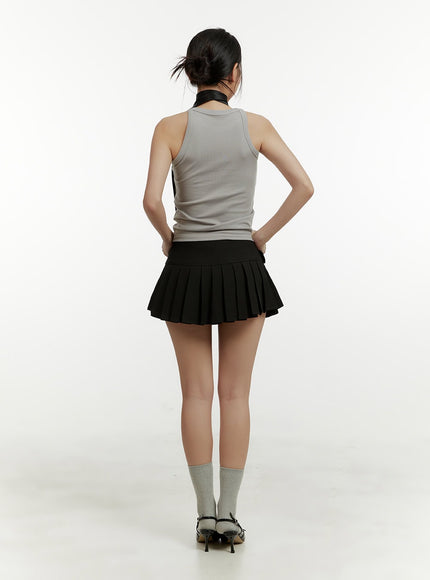 belted-pleated-mini-skirt-cy408