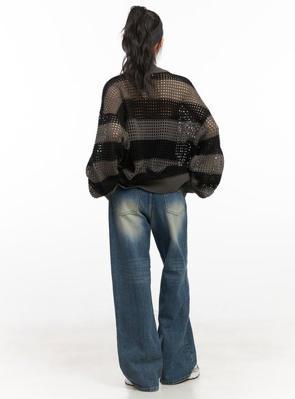 Chic Striped Mesh Sweater CJ524