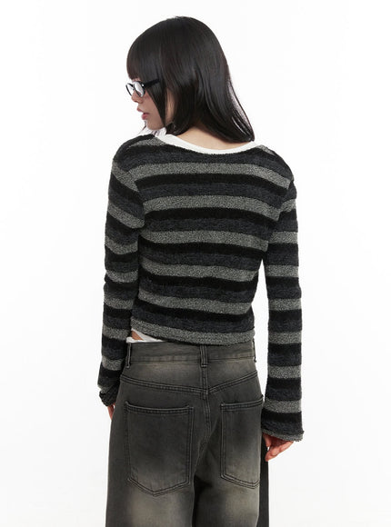 striped-slit-cropped-cardigan-id402