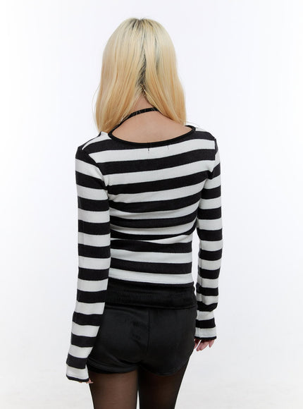 unbalanced-strip-v-neck-sleeve-crop-co419