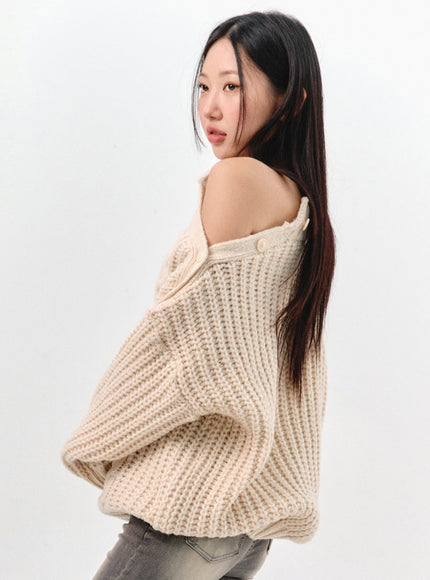 cable-knit-buttoned-sweater-is301