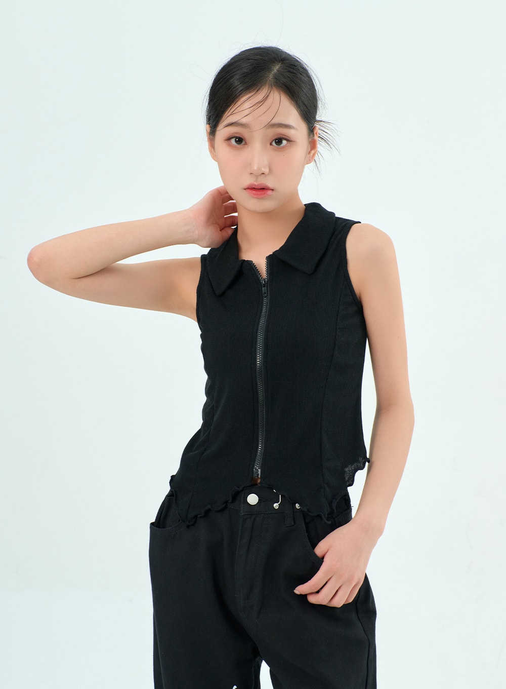 Sleeveless Zip-Up Top BY308 - Korean Women's Fashion | LEWKIN
