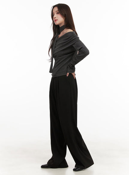 Pintuck Wide-Fit Dress Pants IJ510