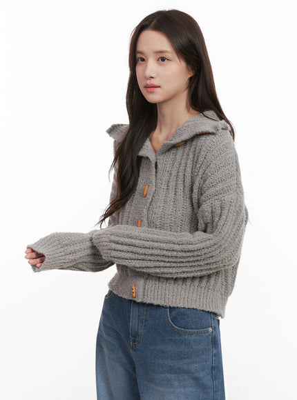 Cozy Antler-Buttoned Knit Cardigan IJ510