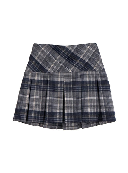 checkered-pleated-mini-skirt-in427