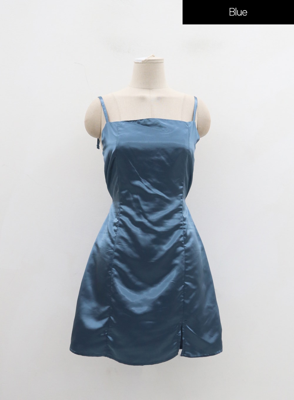 Satin Slit Sleeveless Mini Dress ID30 - Korean Women's Fashion 