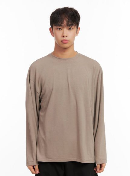 mens-essential-long-sleeve-oversized-tee-id427 / Beige