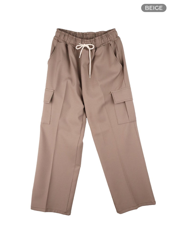 mens-basic-straight-fit-cotton-cargo-pants-ia401 / Beige