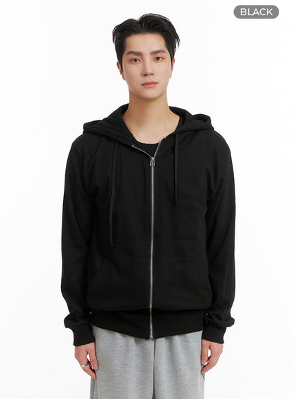 mens-classic-cotton-hoodie-jacket-ia401 / Black