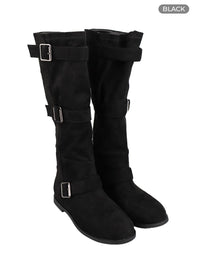 suede-buckled-boots-ia417 / Black
