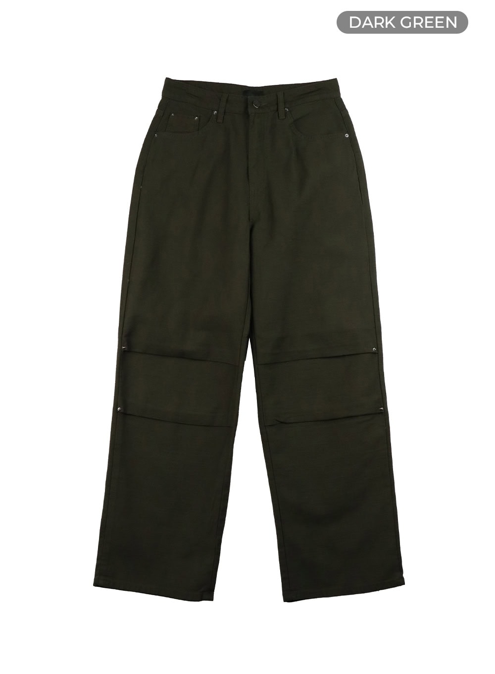 pintuck-straight-leg-pants-iy410 / Dark green