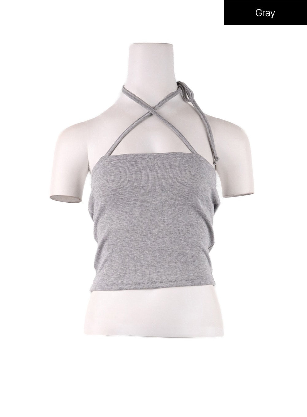 solid-halter-bowknot-cami-top-if408 / Gray