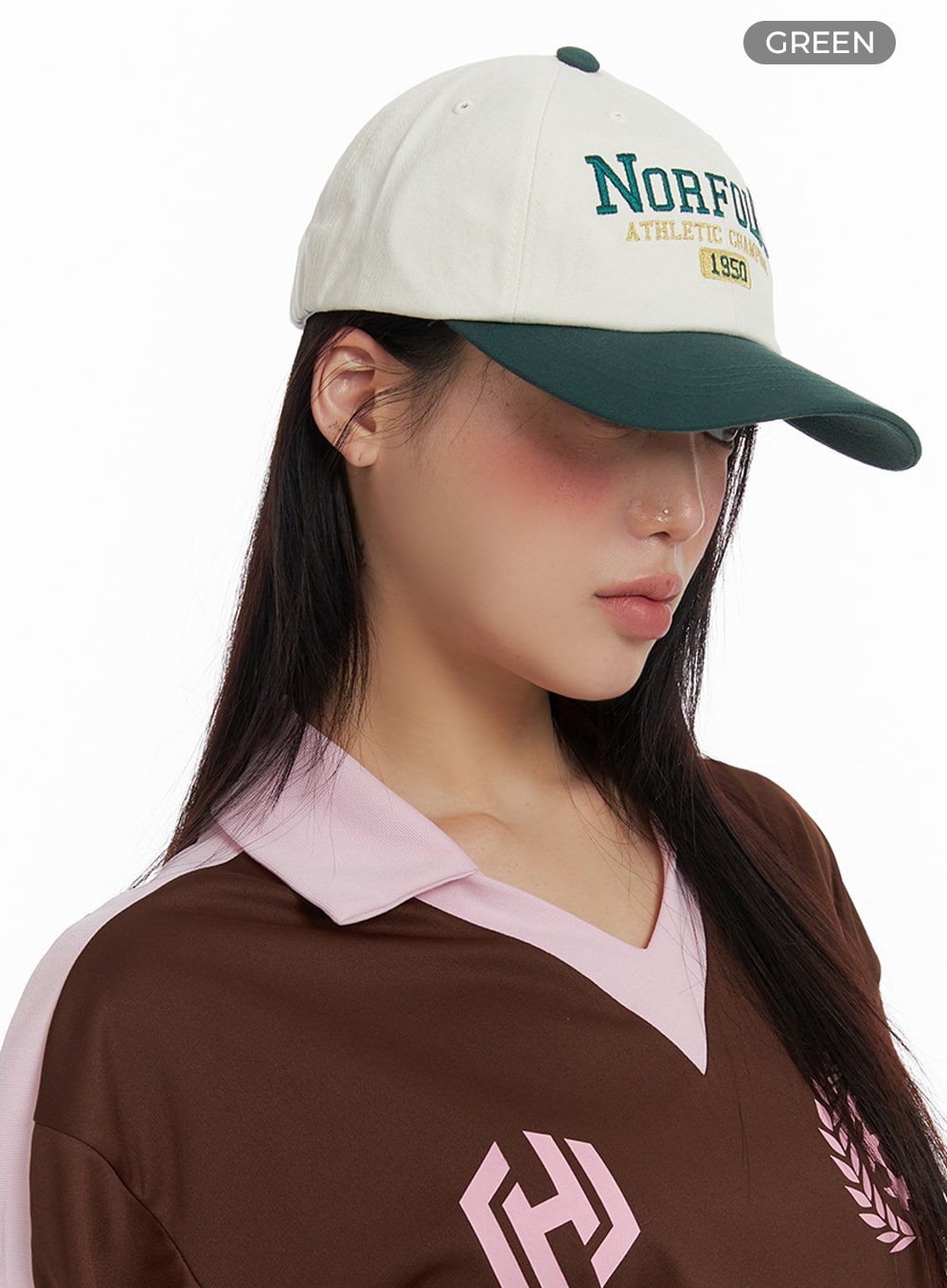 embroidered-color-block-cap-if421 / Green