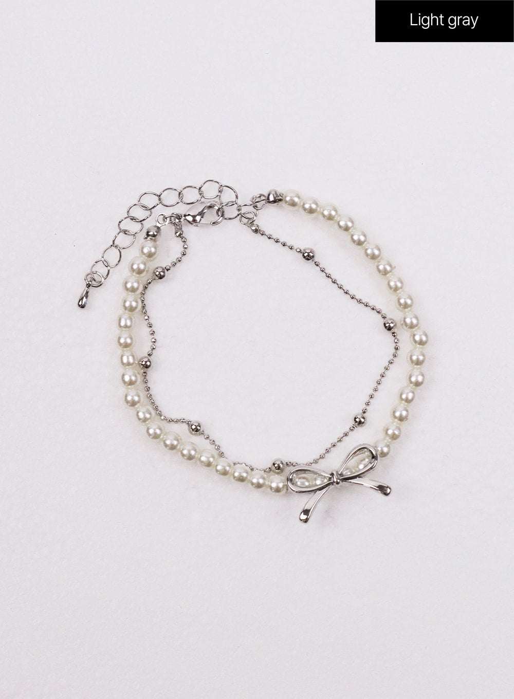 bowknot-pearl-bracelet-set-ij419 / Light gray