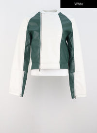color-block-racer-jacket-is321 / White