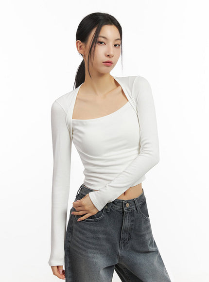 Square-Neck Bolero Crop Top ID431