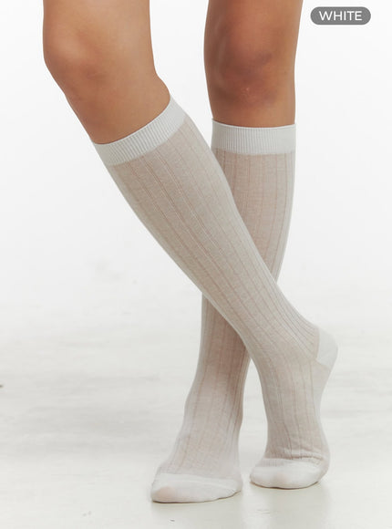 ribbed-knee-socks-iu410 / White