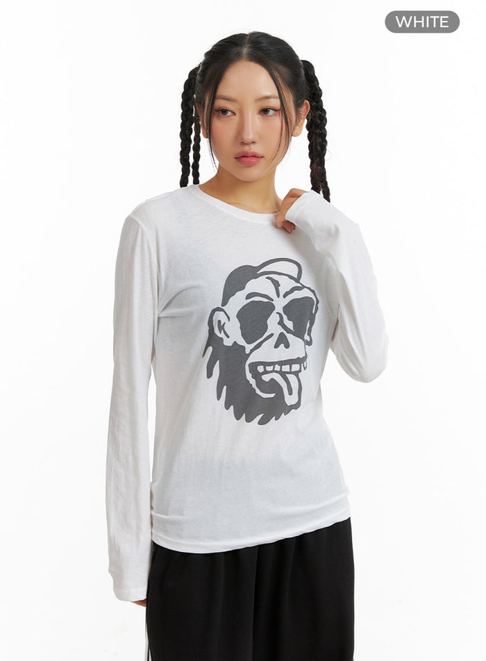 graphic-long-sleeve-top-im405 / White