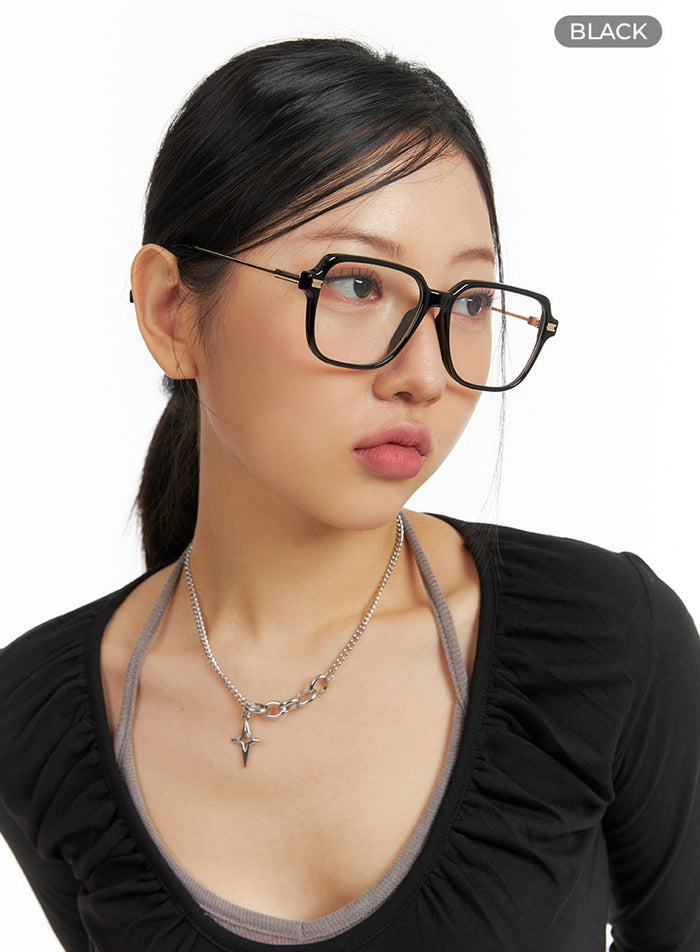 retro-square-eye-glasses-if421 / Black