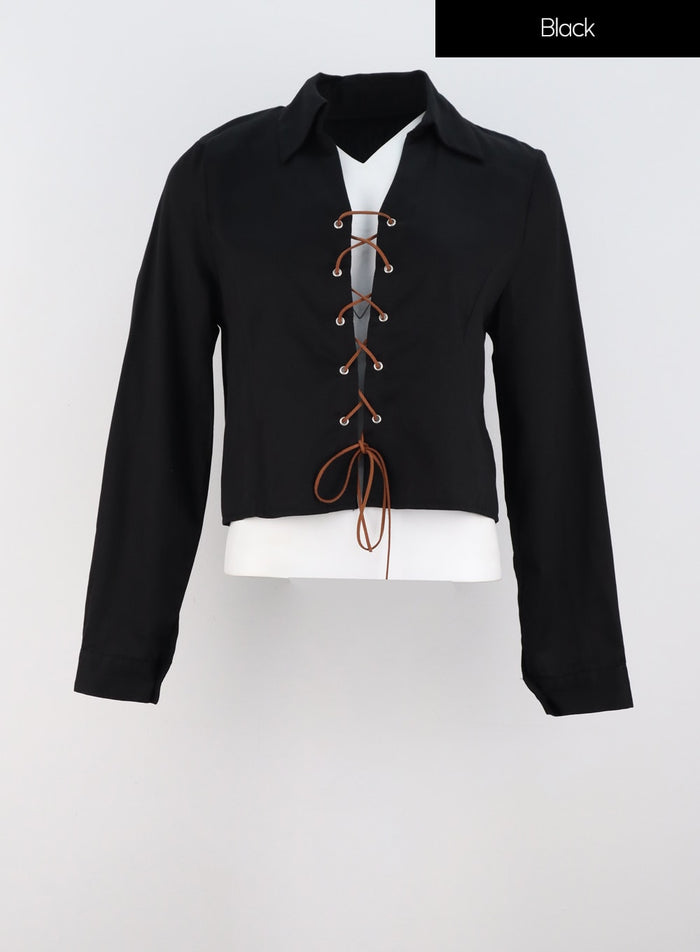 front-strap-blouse-is322 / Black