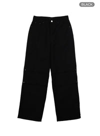 pintuck-straight-leg-pants-iy410 / Black