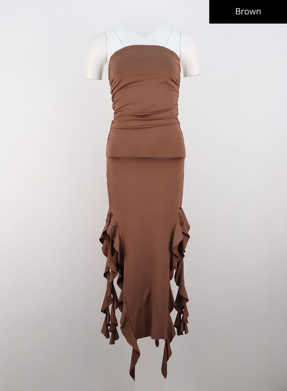 long-ruffled-dress-io310 / Brown