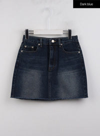 denim-high-waist-mini-skirt-cj412 / Dark blue