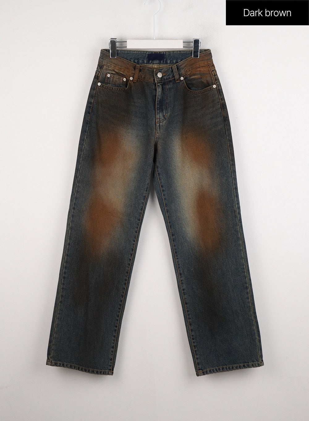 washed-painting-wide-leg-jeans-id306 / Dark brown