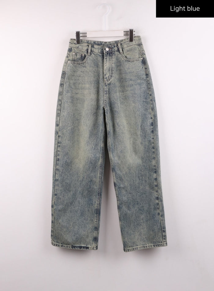 washed-wide-leg-jeans-ij430 / Light blue