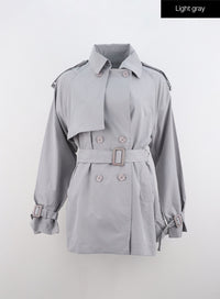 buttoned-half-trench-coat-io320 / Light gray