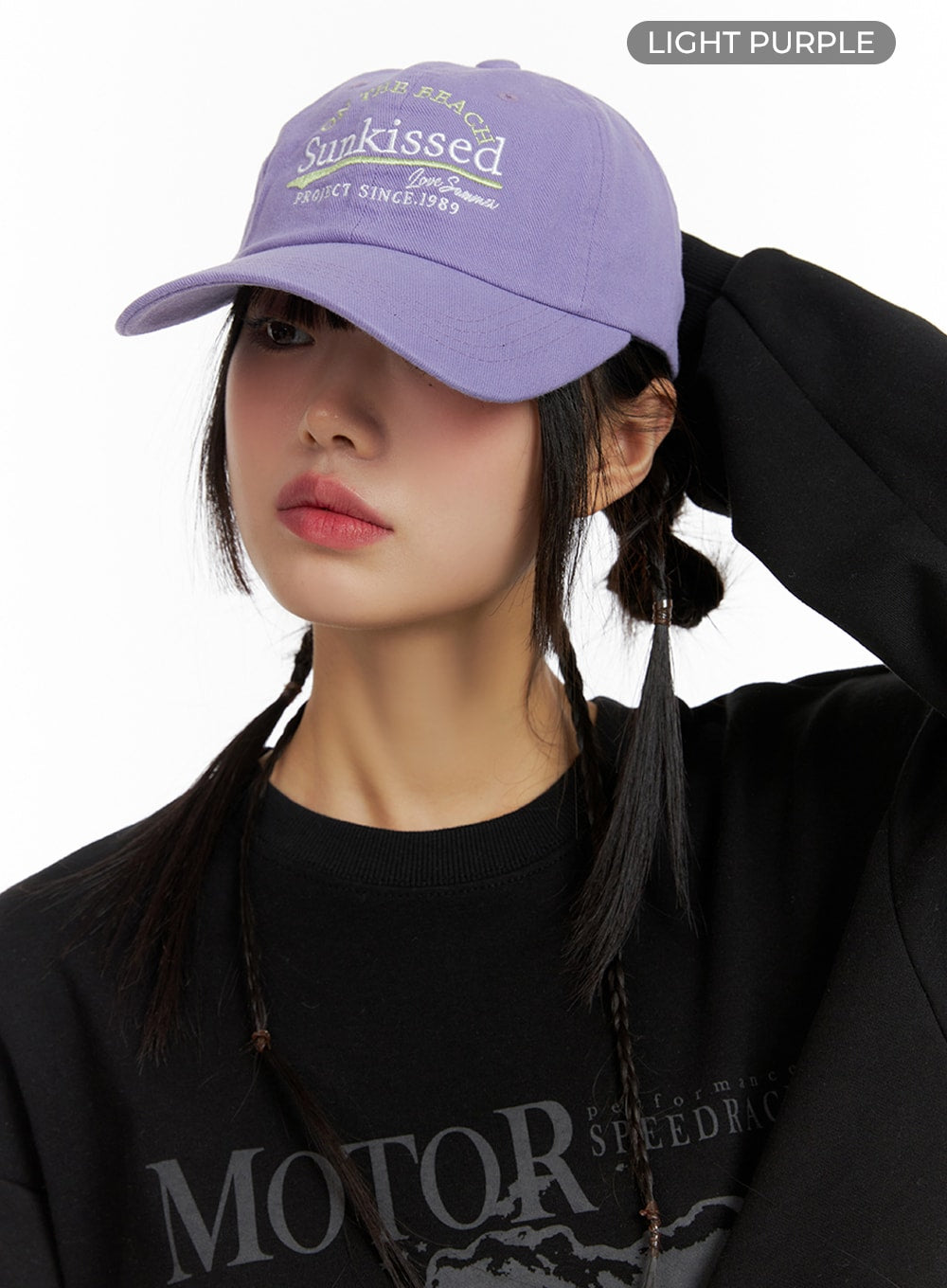 lettering-embroidered-colored-cap-if421 / Light purple