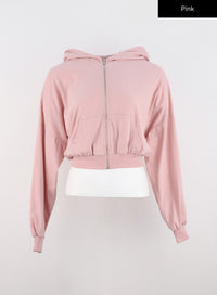 crop-hoodie-zip-up-io326 / Pink