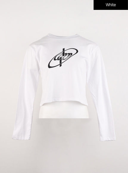 graphic-long-sleeve-crop-tee-id306 / White