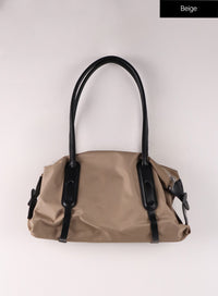 nylon-zipper-shoulder-bag-if402 / Beige