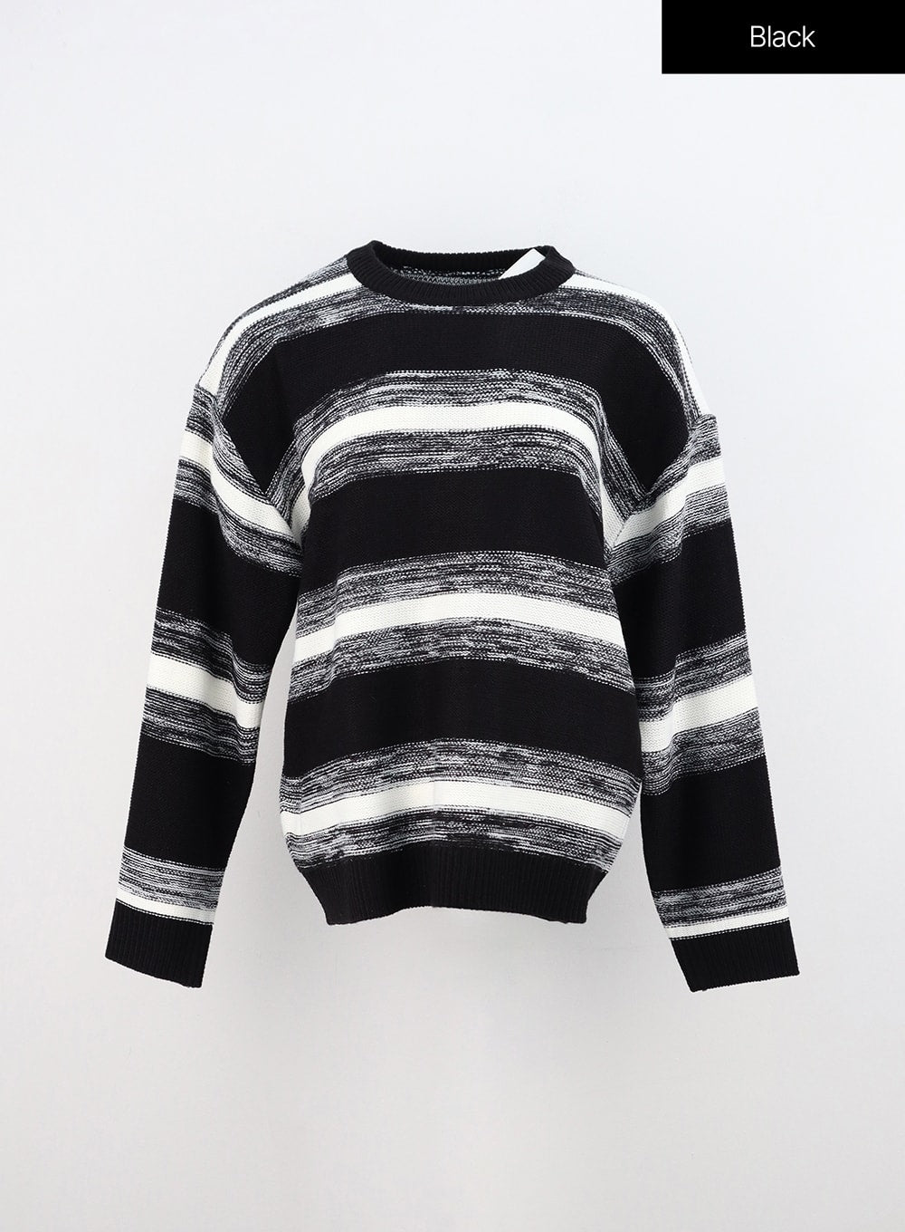 stripe-knit-sweater-in310 / Black