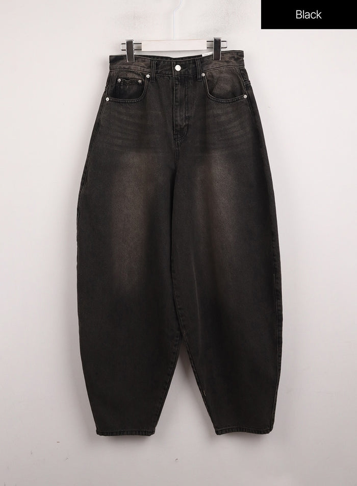 washed-parachute-jeans-ij410 / Black