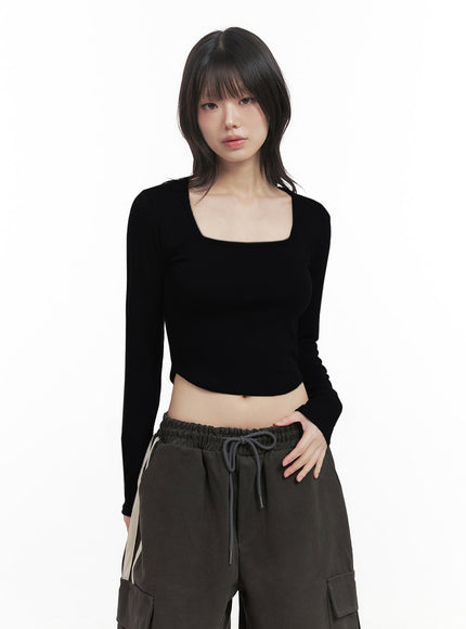 square-neck-slim-fit-crop-top-id402 / Black