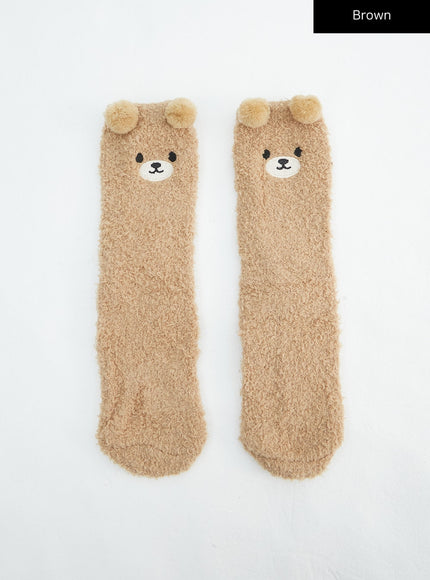 plush-bear-socks-in316 / Brown