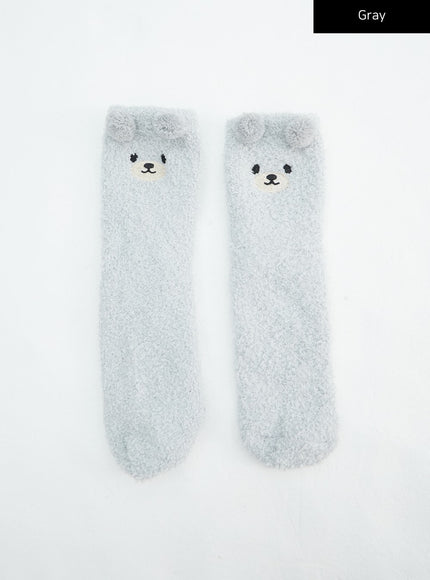 plush-bear-socks-in316 / Gray