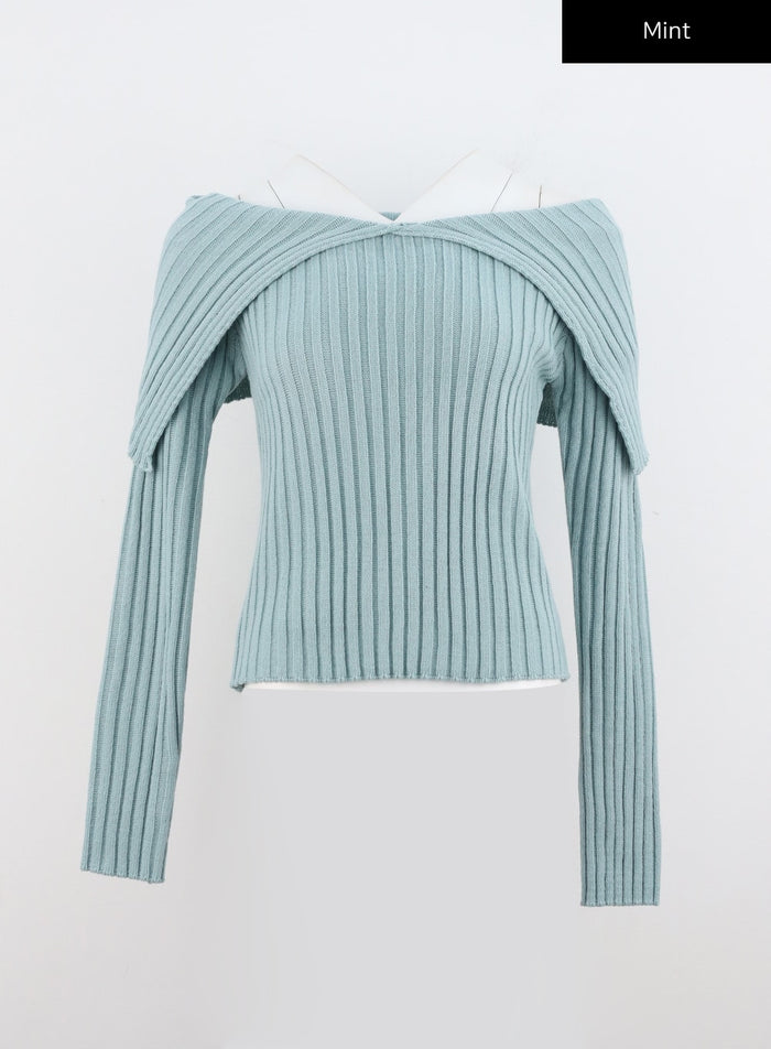 off-shoulder-knit-sweater-io320 / Mint