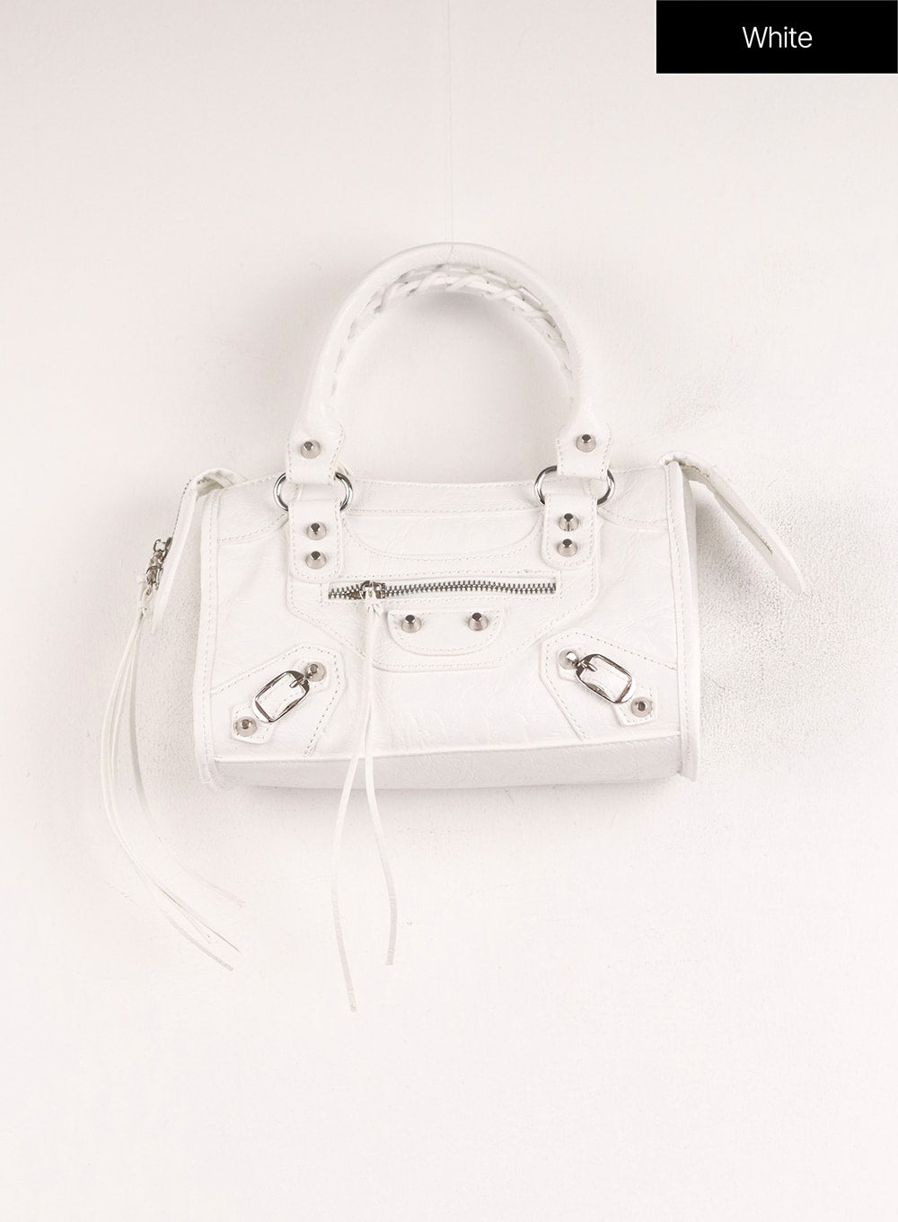 faux-leather-double-handle-square-bag-ij411 / White