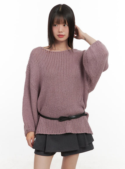 Classic Long-Sleeve Knit with Belt Set CJ501