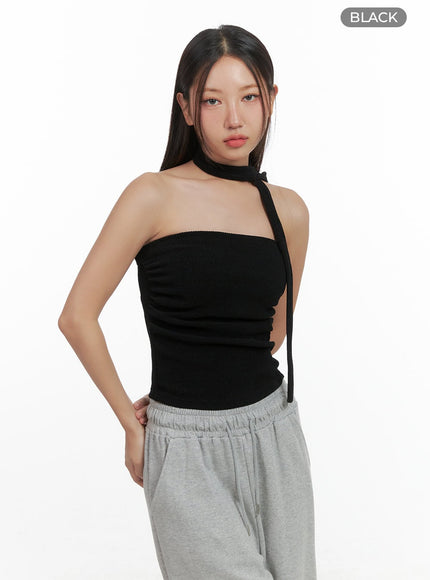 shirred-solid-tube-crop-top-and-scarf-set-co404