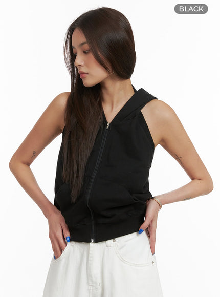 zip-up-hoodie-sleeveless-top-cy424