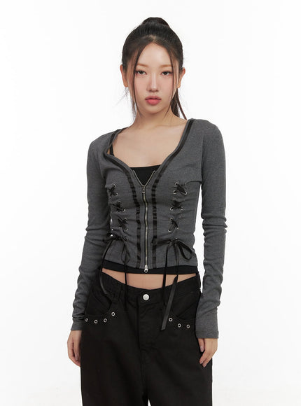 eyelet-lace-up-long-sleeve-cardigan-cd416